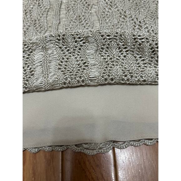 Lauren Ralph Lauren Metallic Linen Blend Crochet Sweater Dress XL Pewter NWT - Picture 9 of 14